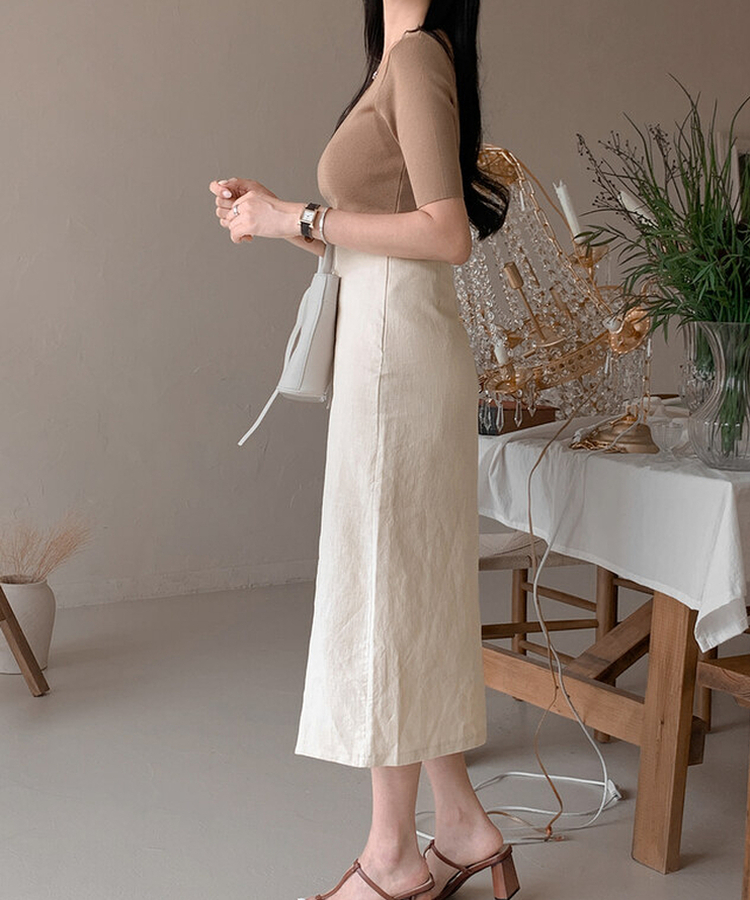 スリットロングスカート BEIGE