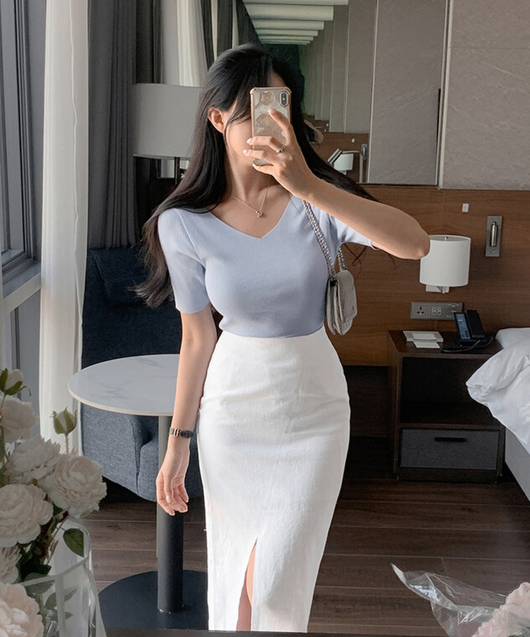 スリットロングスカート IVORY