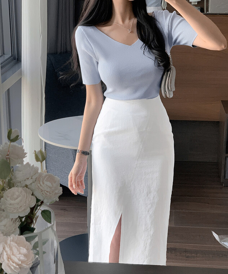 スリットロングスカート IVORY