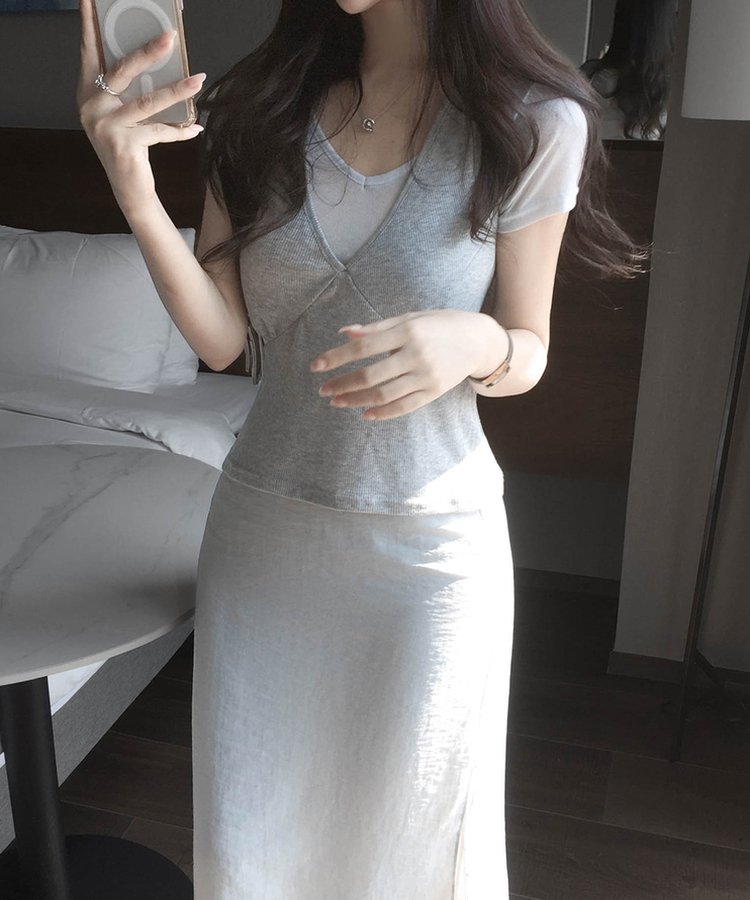 クラシックスリットロングスカート SKY BLUE