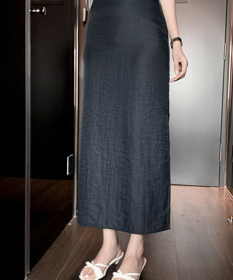 クラシックスリットロングスカート NAVY