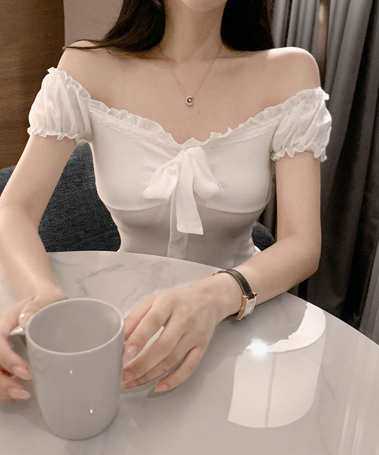 リボンパフブラウス IVORY