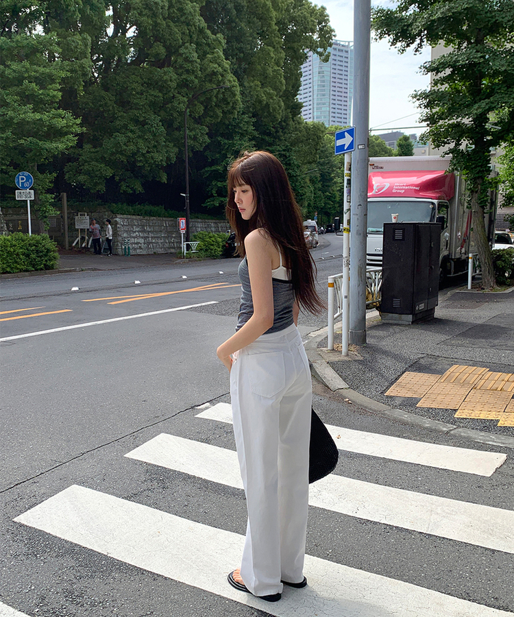 【丈別】セミワイドコットンパンツ COTTON WHITE