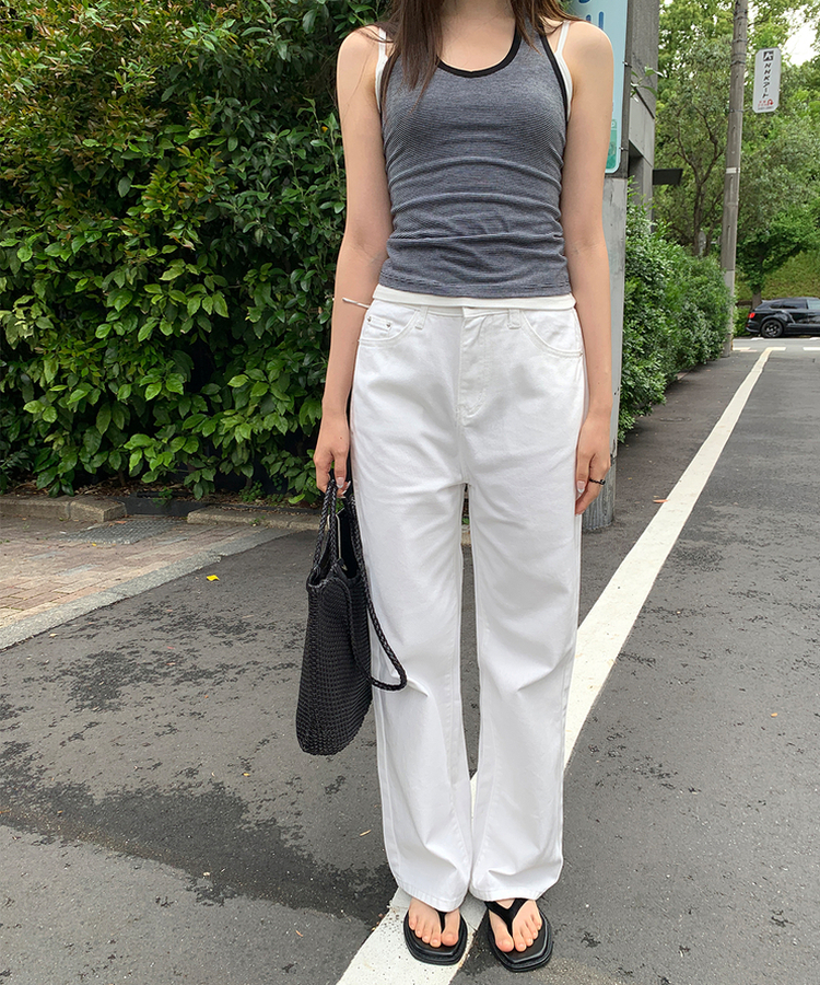 【丈別】セミワイドコットンパンツ COTTON WHITE