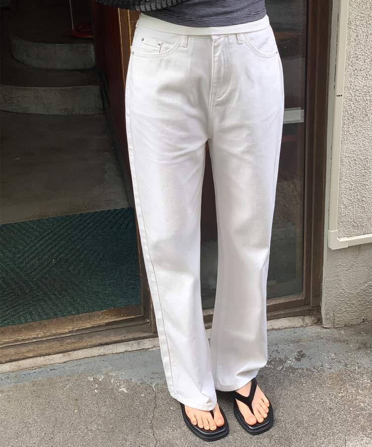 【丈別】セミワイドコットンパンツ COTTON WHITE