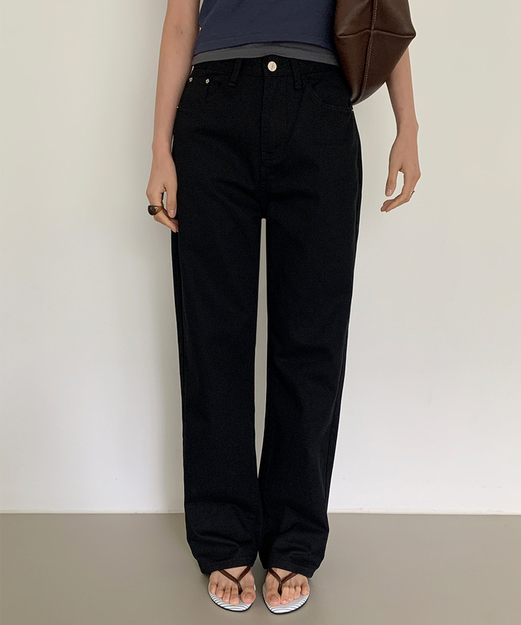 【丈別】セミワイドコットンパンツ BLACK