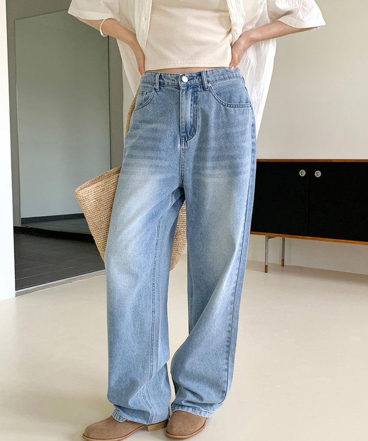 クラシックセミワイドデニムパンツ MID DENIM