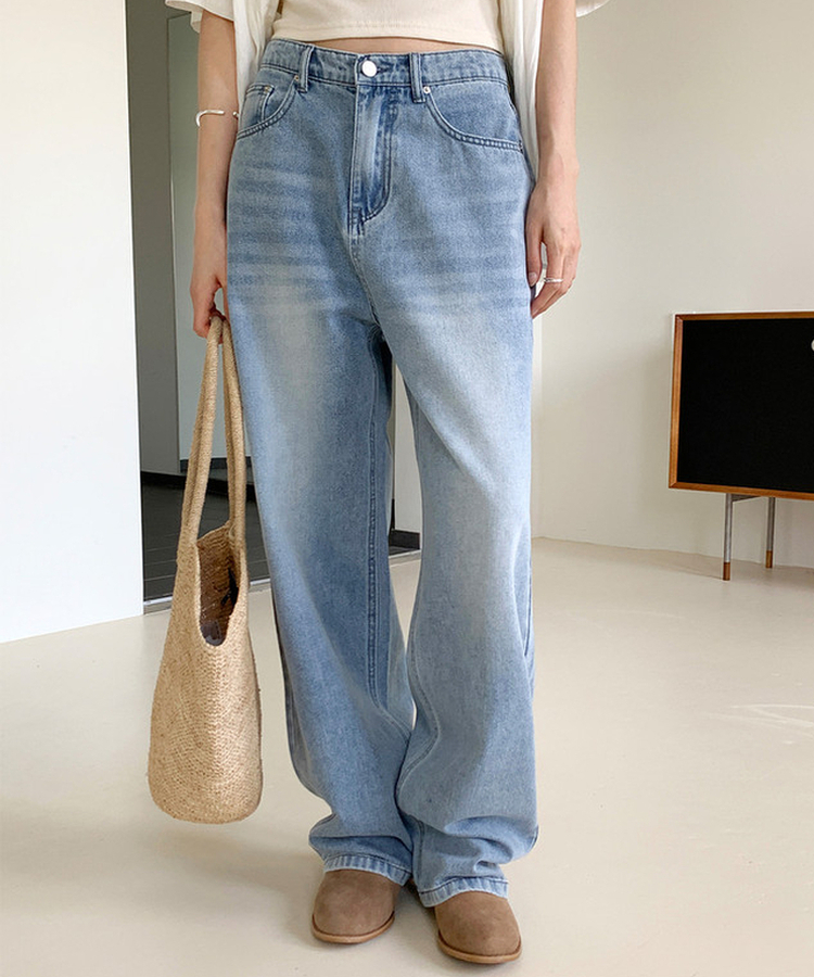 クラシックセミワイドデニムパンツ MID DENIM