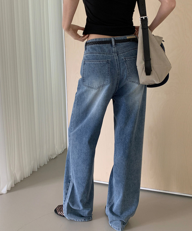 クラシックセミワイドデニムパンツ PALE BLUE