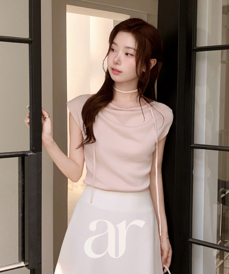 （タイset/フェミニンムード♥）タイ ストラップ セット ドレープ キャップスリーブ ニット PINK(STRAP SET)