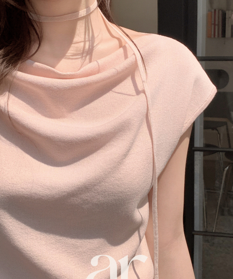 （タイset/フェミニンムード♥）タイ ストラップ セット ドレープ キャップスリーブ ニット PINK(STRAP SET)