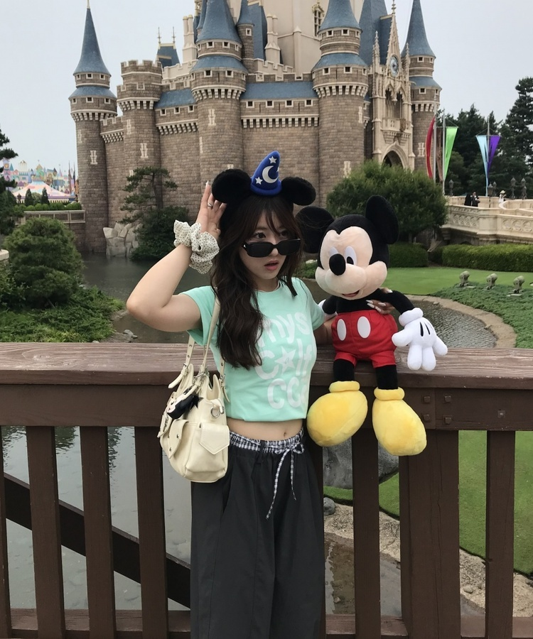 스타 레터링 크롭 티셔츠 민트