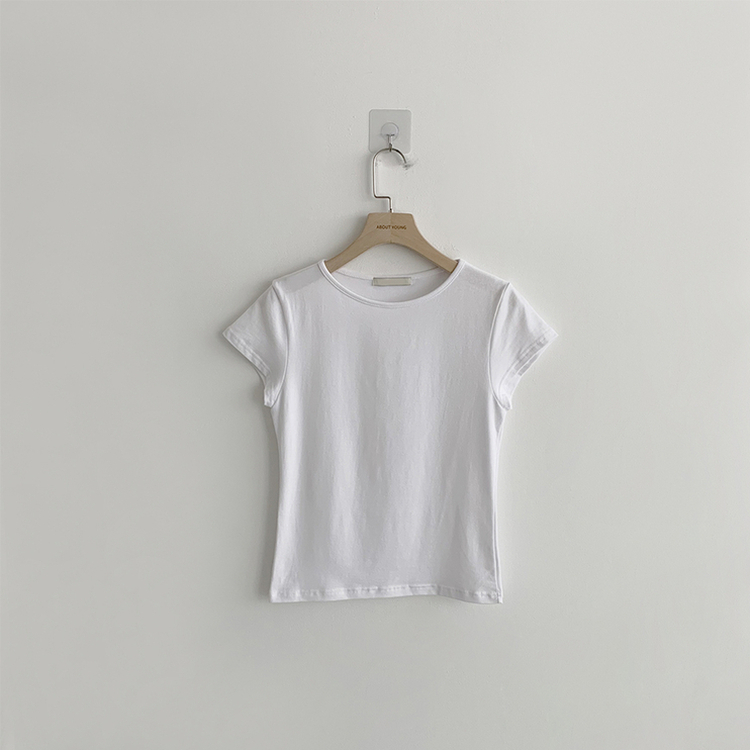シンプルラウンドネック半袖Tシャツ