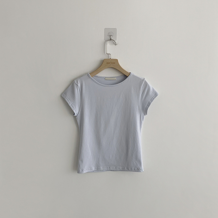 シンプルラウンドネック半袖Tシャツ