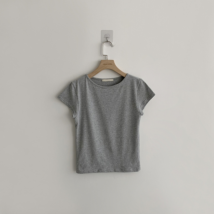 シンプルラウンドネック半袖Tシャツ
