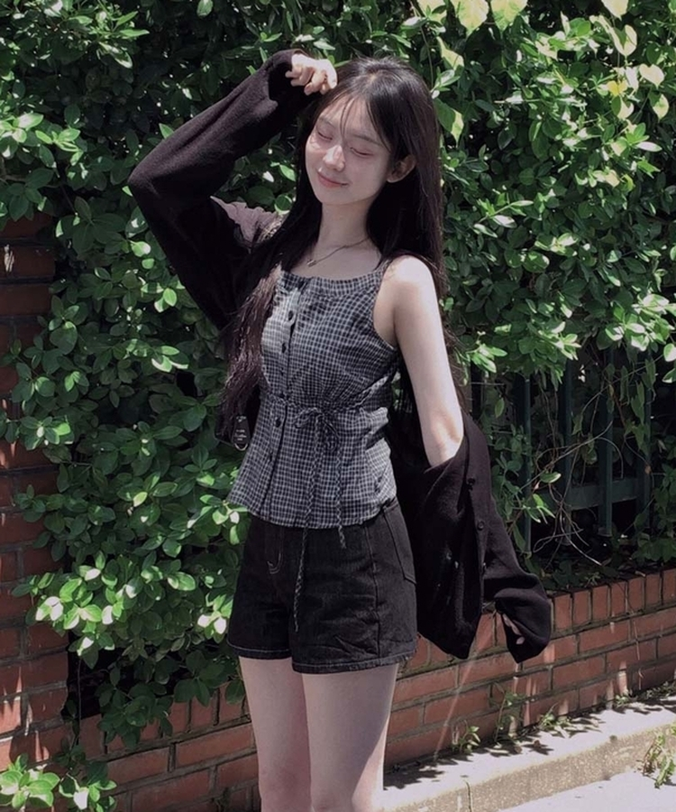 ハイウエストベーシックデニムショートパンツ BLACK