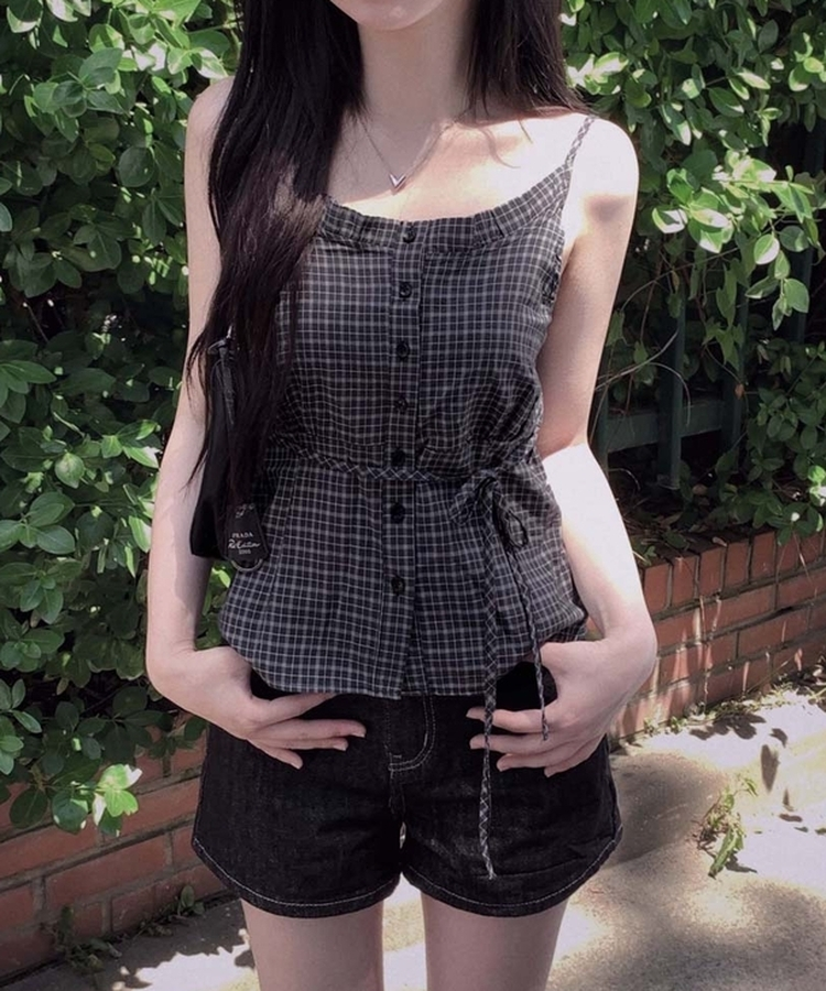 ハイウエストベーシックデニムショートパンツ BLACK