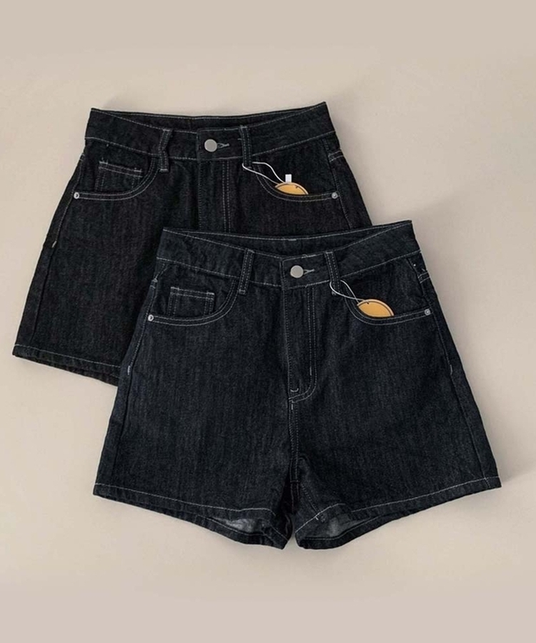 ハイウエストベーシックデニムショートパンツ