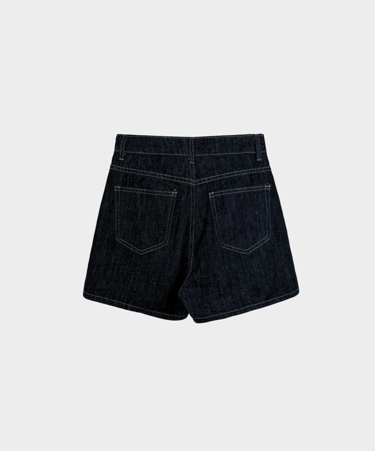 ハイウエストベーシックデニムショートパンツ