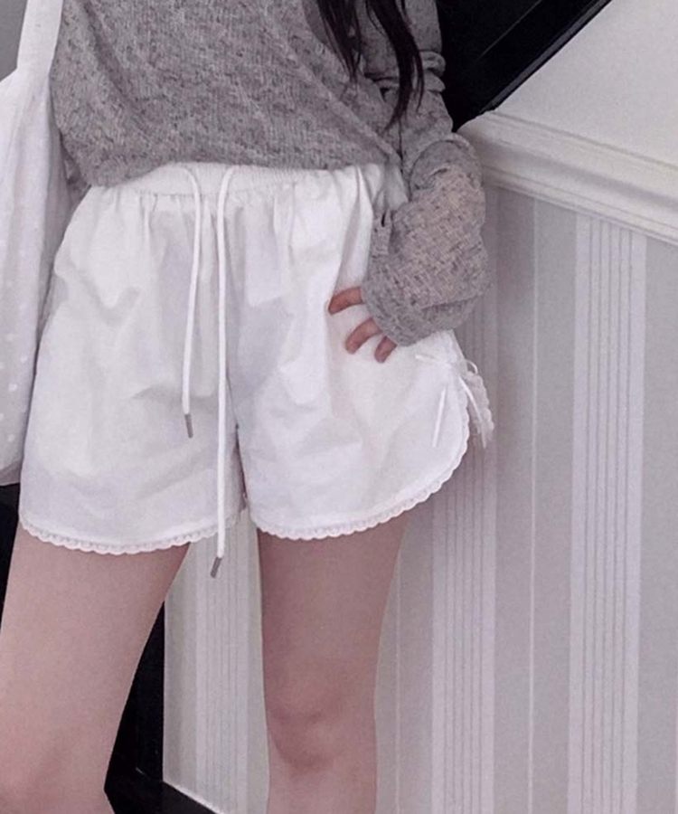 レースリボンバンディングショートパンツ IVORY