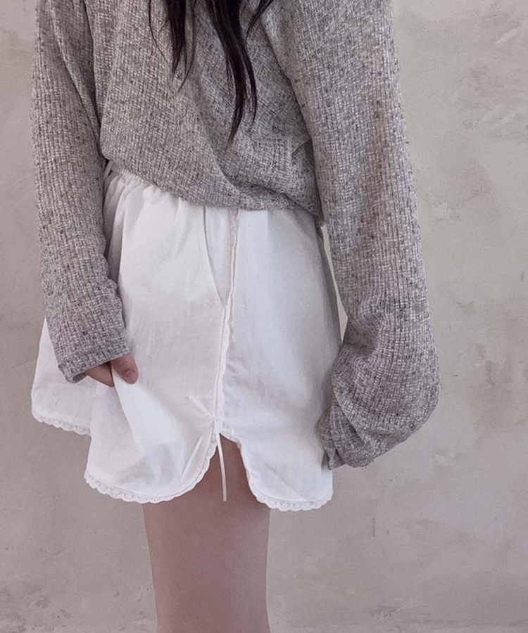 レースリボンバンディングショートパンツ IVORY