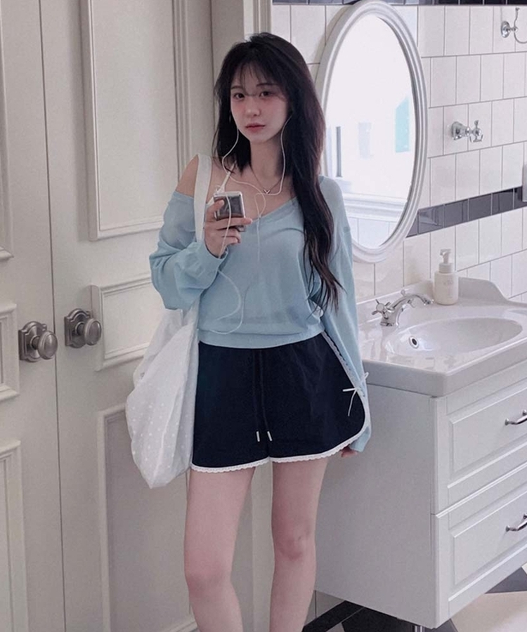 네이쳐 린넨 클라우드 썸머 브이넥 루즈핏 긴팔 니트 소라