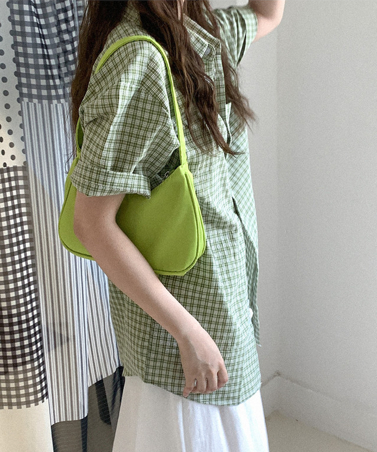 チェックオーバーサイズ半袖シャツ(6color) GREEN