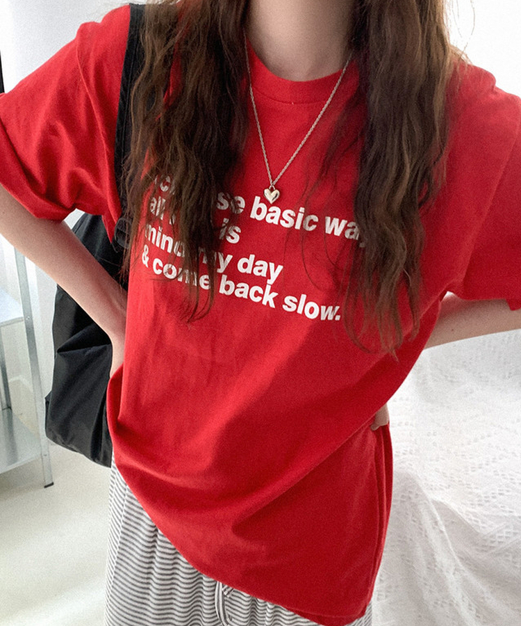 レタリングボックスTシャツ RED