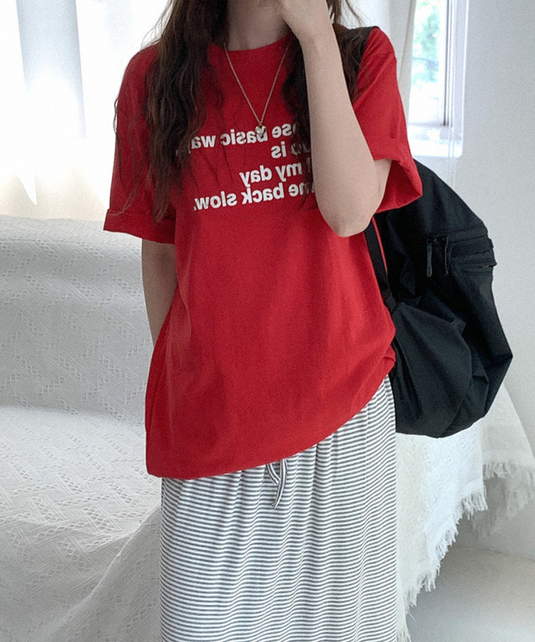 レタリングボックスTシャツ RED