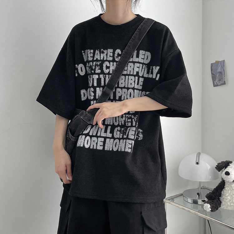ソイングク　半袖　Tシャツ　韓国　ruffddive チャコール　M レタリング半袖Tシャツ｜ニット｜韓国ファッション通販 SONA