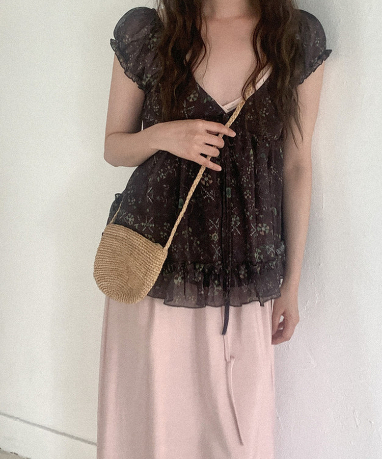 フラワーキャミソールブラウス BROWN