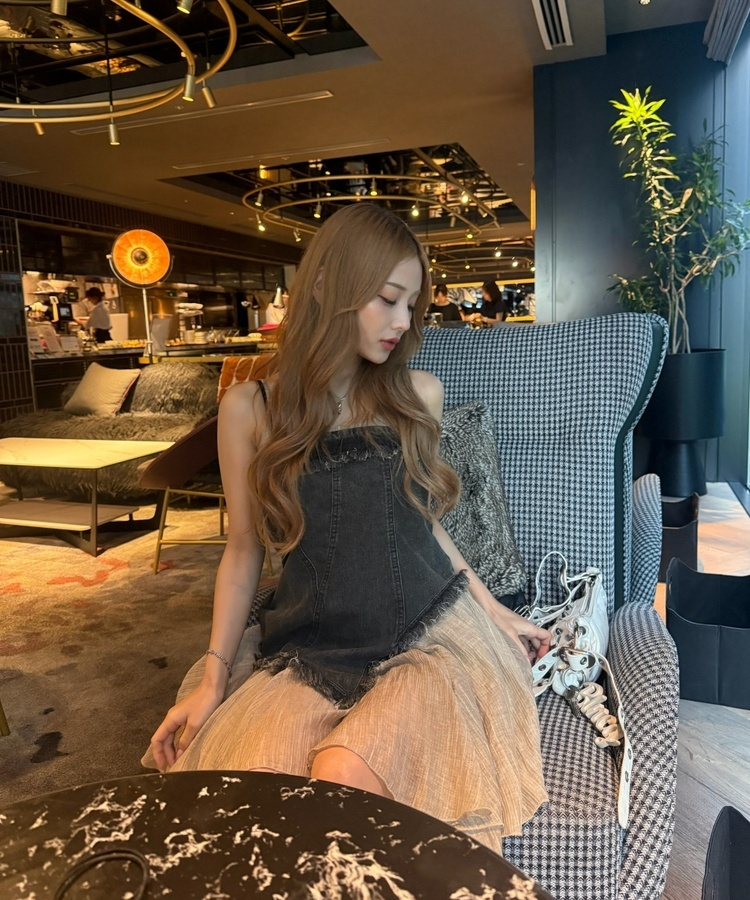 페이드 데님 원피스 흑청