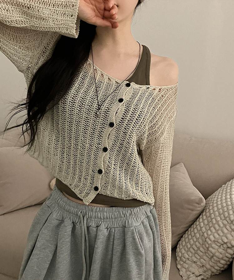 ブークレシアーアシメカーディガン(5color) BEIGE