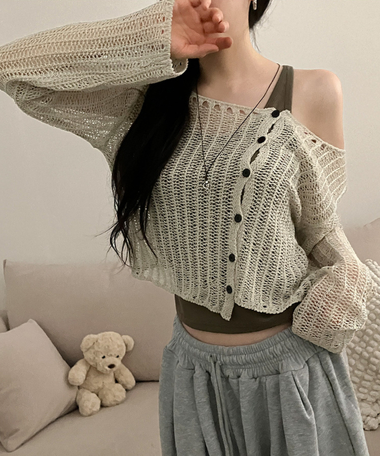 ブークレシアーアシメカーディガン(5color) BEIGE