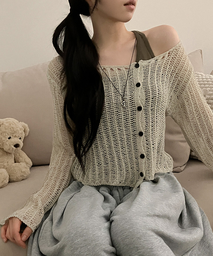 ブークレシアーアシメカーディガン(5color) BEIGE