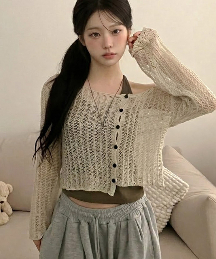 ブークレシアーアシメカーディガン(5color) BEIGE