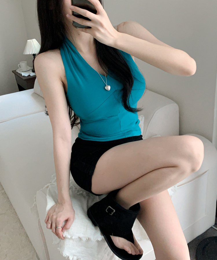 ホルターネックラインキャミソール(5color) TEAL