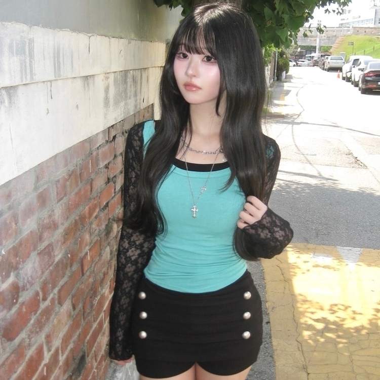 ナポレオンボタンミニスカートパンツ BLACK