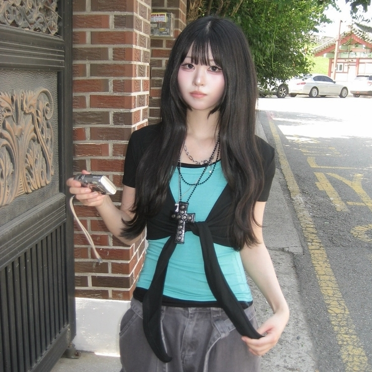 リボン半袖ボレロカーディガン BLACK