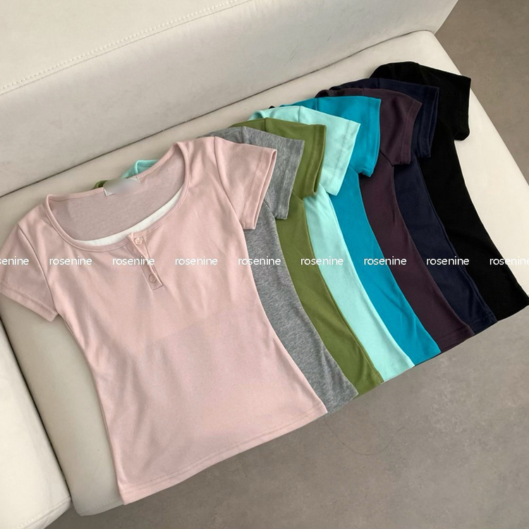 ボタン半袖Tシャツ(7color)
