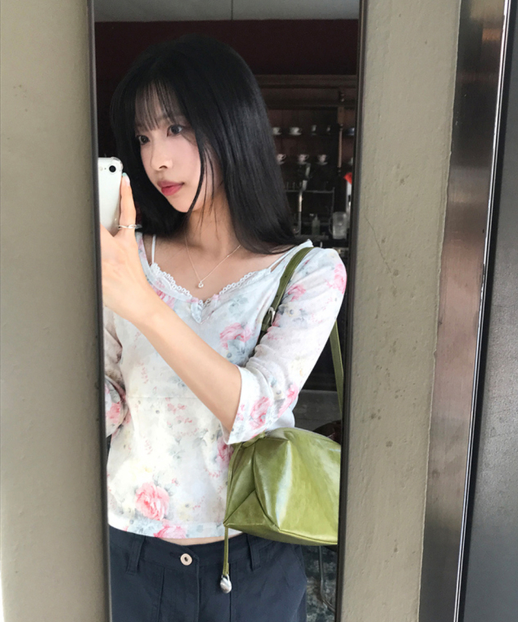 フラワー7分丈Tシャツ CREAM