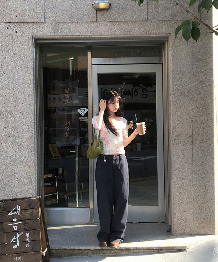 フラワー7分丈Tシャツ CREAM