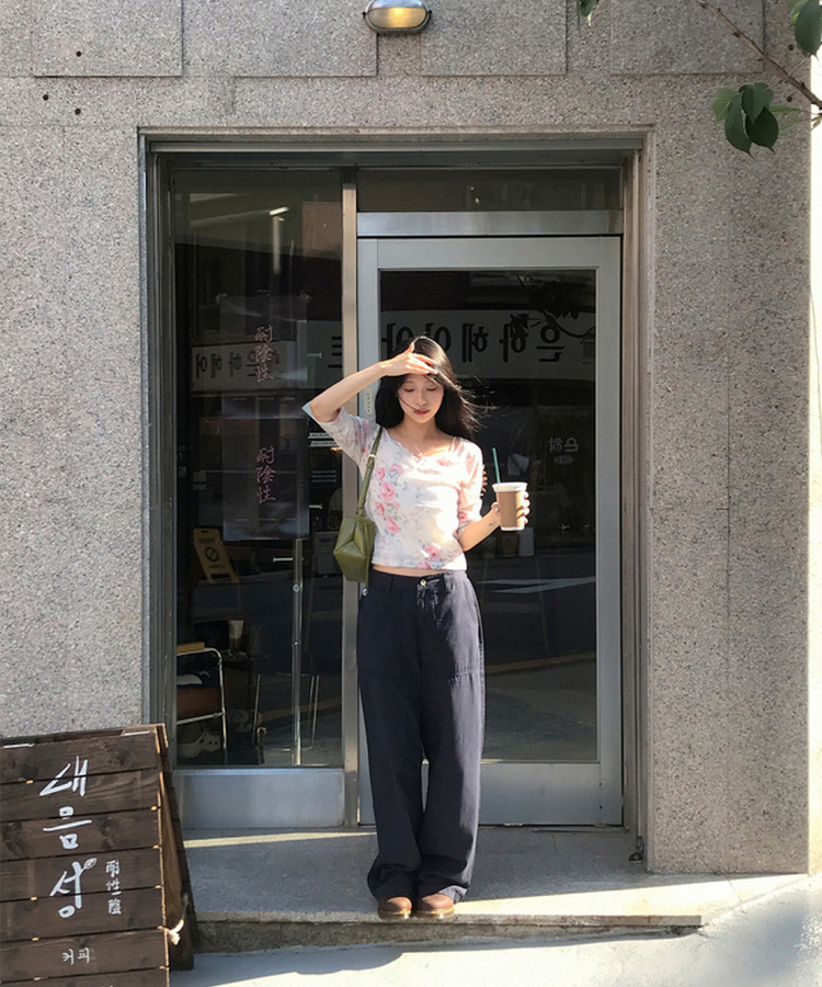 フラワー7分丈Tシャツ CREAM