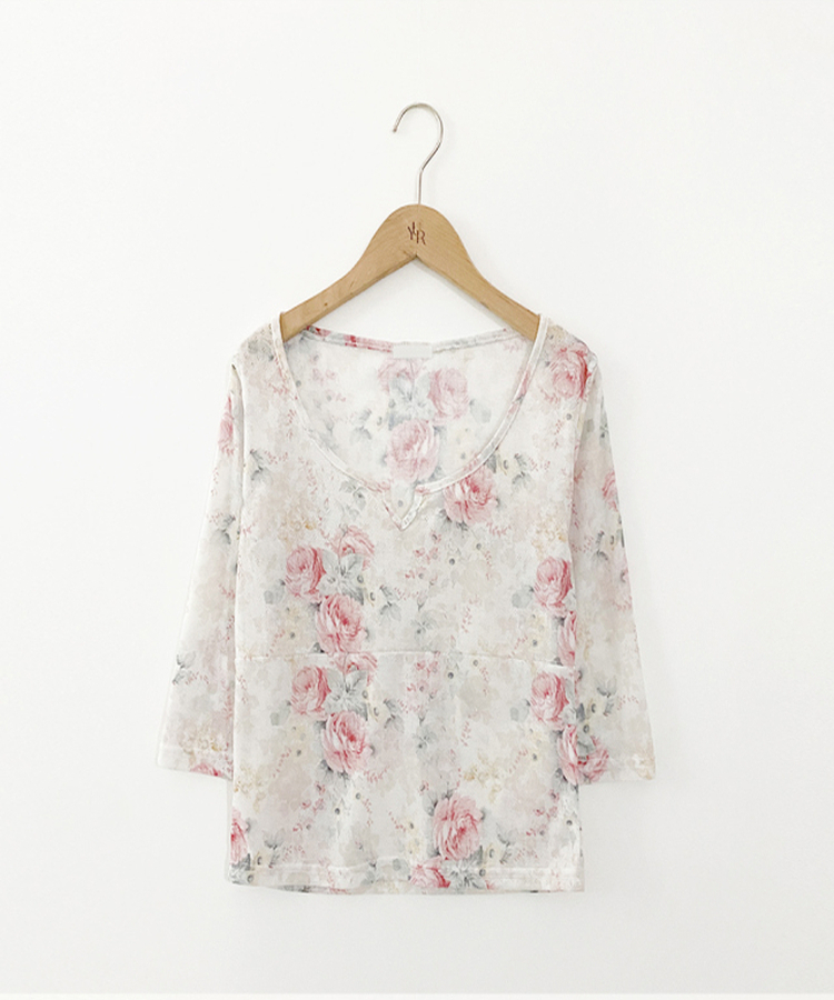 フラワー7分丈Tシャツ