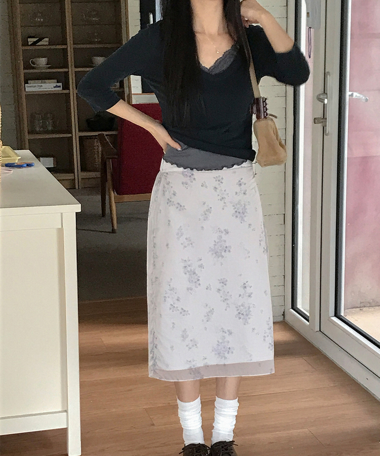 レースノースリーブトップス CHARCOAL