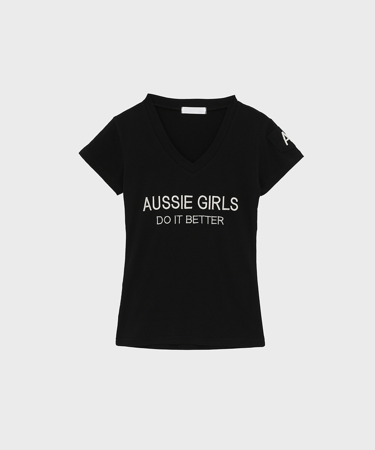 レタリングVネック半袖Tシャツ