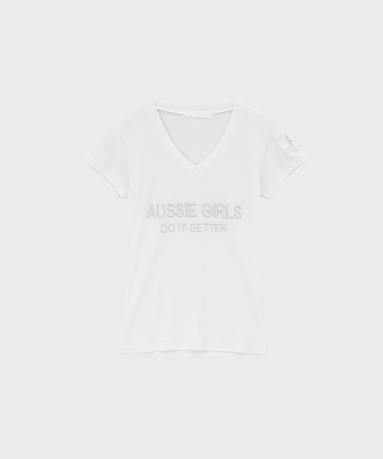 レタリングVネック半袖Tシャツ