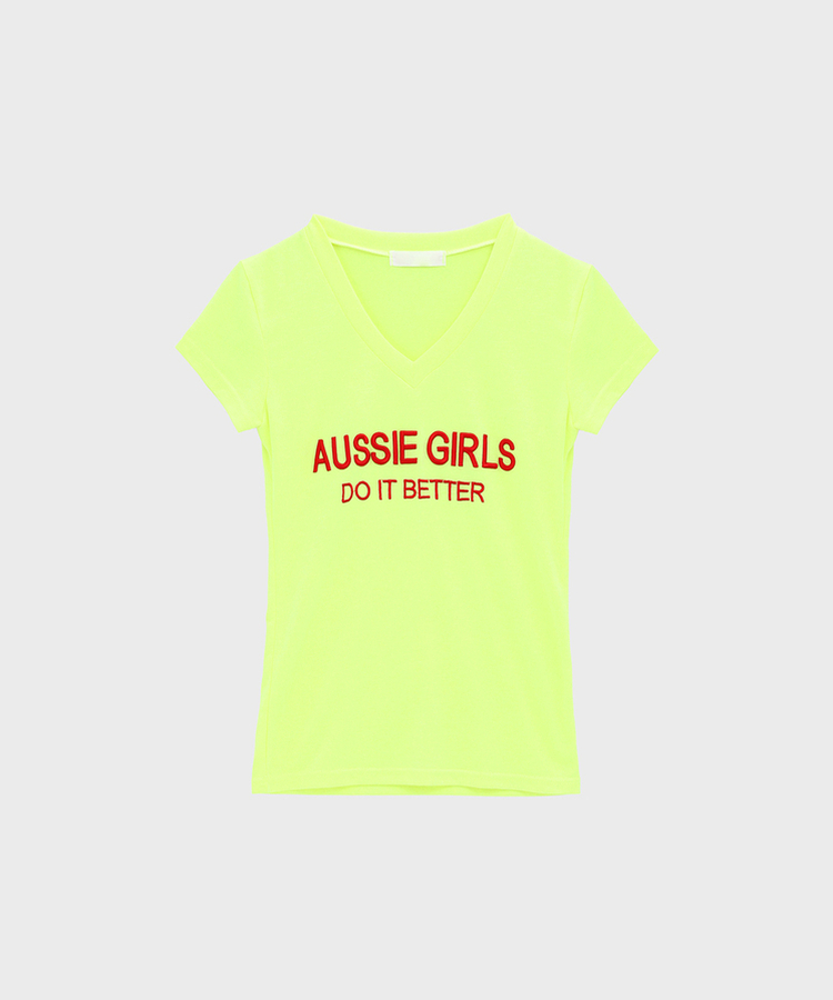 レタリングVネック半袖Tシャツ