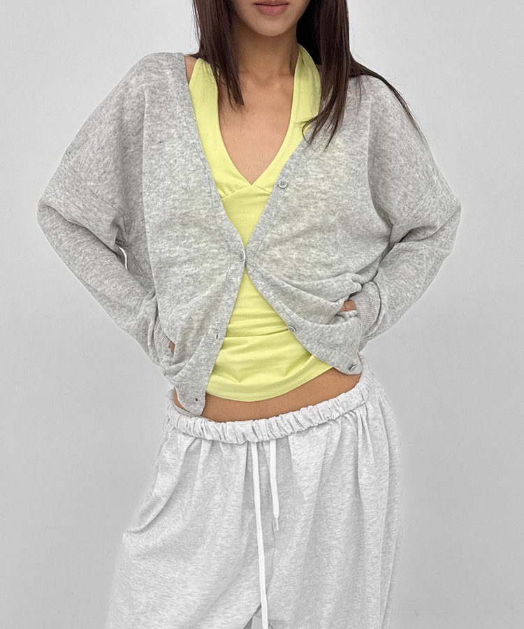 オーバーサイズVネックカーディガン(5color) GREY