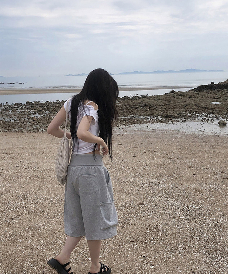 フォールドスタッズバミューダパンツ GREY